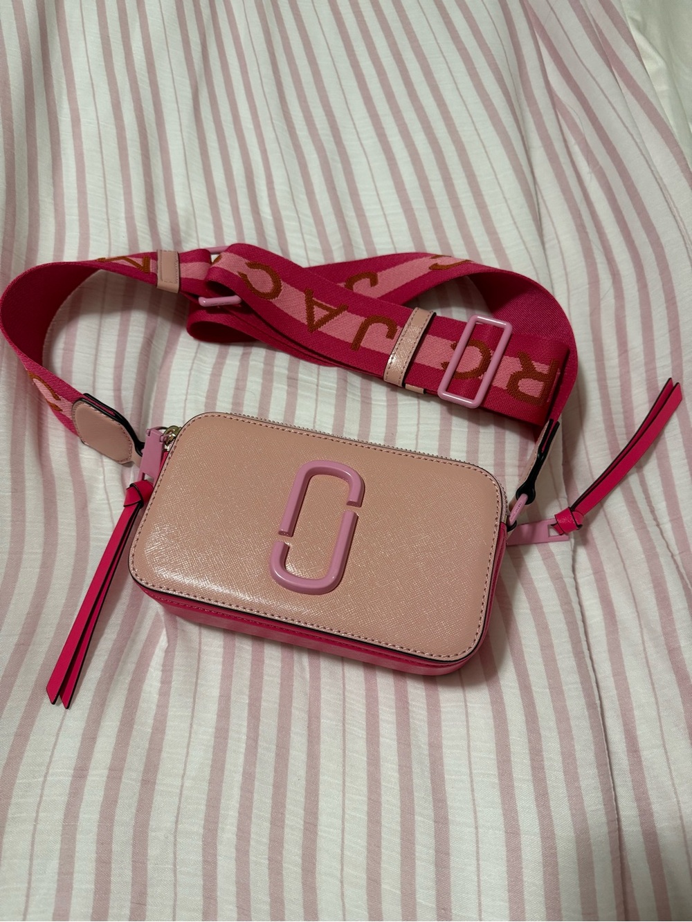 Marc Jacobs Two-Tone Pink Snapshot Camera Bag with Logo Strap RARE